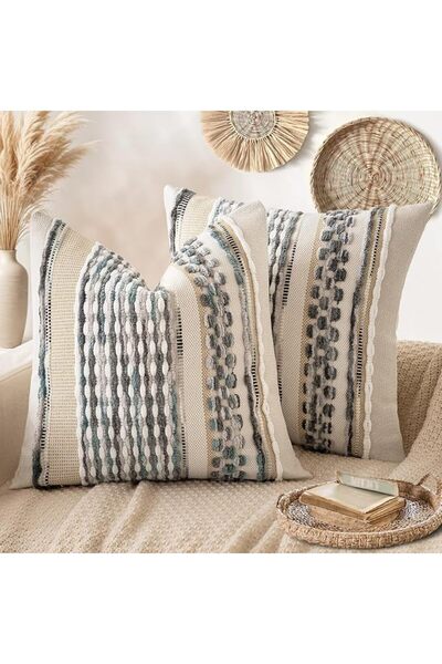ANRODUO Pack of 2 Boho Decorative Throw Pillow Covers 18x18 Farmhouse Cushion...