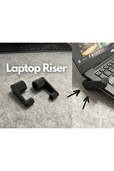 Ergonomik Mini Laptop Yükseltici Ayak Seti (Sağ/Sol) Siyah