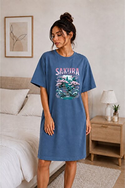 classy moda Γυναικείο μπλουζάκι με στάμπα Cherry Blossom Garden Oversize Extr...