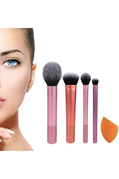 ToolHouse مجموعة فرش مكياج مكونة من 5 قطع، فرش مكياج محمولة مع إسفنجات تجميلي...
