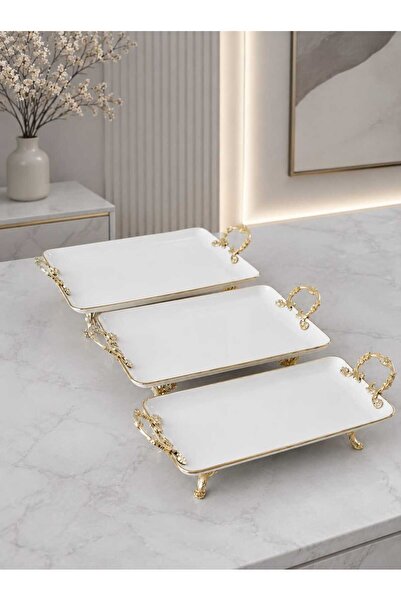 Buldem 3 Piece Original Porcelain Presentation Set with Gold Feet |   Stylish...