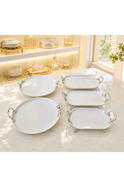 Buldem 5 Piece Original Porcelain Silver Presentation Set |   Silver Detailed...