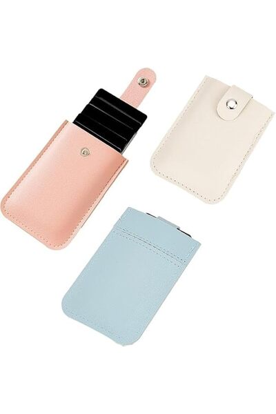 TERRIFI Slim Pull-Out Card Organizer with Snap Closure, Genuine Leather Small...