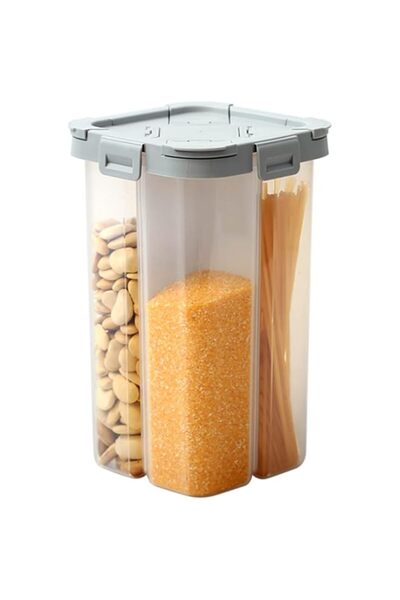 Generic Cereal & Dry Food Storage Container, 2.3L Four-Compartment Container ...
