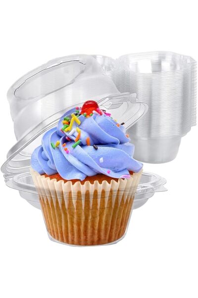 Generic Single Cupcake Boxes, 50Pcs Cupcake Carrier, Thicker Clear Cupcake Bo...