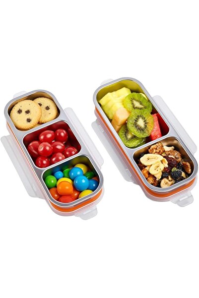 Generic Steel Snackle Box Container, Orange for Adults, 2 Pack | Bento Box fo...