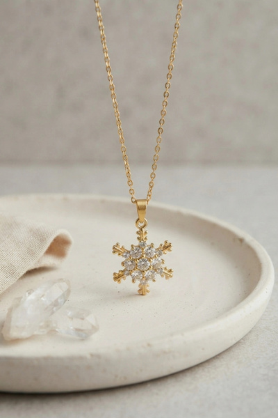 shopwave 316L Steel Chain Gold Color Snowflake Necklace