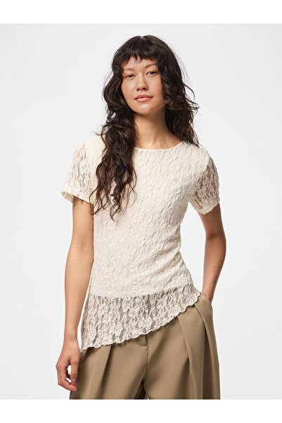 PIECES Tričko PCARIANA ASYMMETRIC LACE