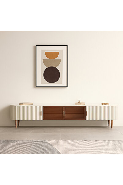 Baytonia Bisan Tv Stand - White & Gold