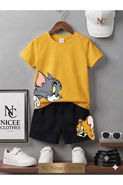 Leto Lykia Summer Children's T-Shirt Shorts Unisex (Tom and Jerry Printed)