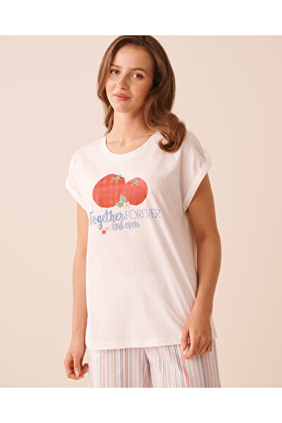 La Vie en Rose Tomato Print Cotton Short Sleeve T-shirt