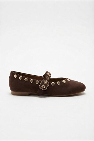 fort 027-1155 Satin Sequin Buckle Detailed Comfortable Women's Ballerinas
