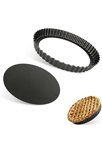 Generic 24cm Fluted Round Quiche Pan with Removable Base - Deep Dish Tart Mou...