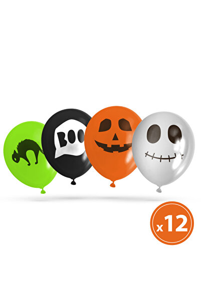 Alista Home Halloween Balloons set of 12 pieces, latex balloons, 4 colors and...