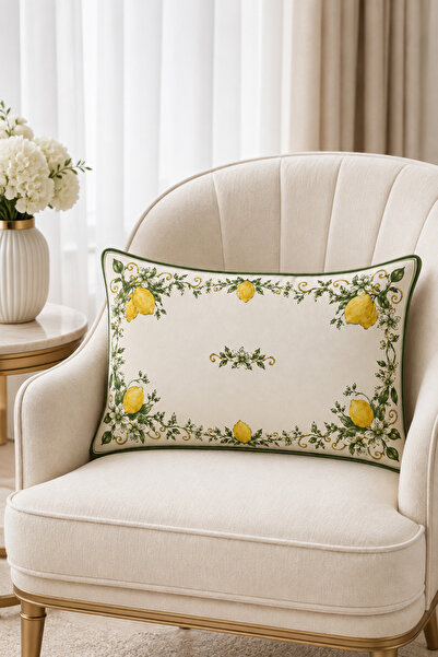 HOMESSA Botanical Lemon 2-Piece Throw Pillow Cover 35X55 cm