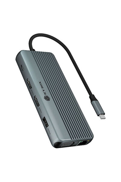ICY BOX Σταθμός σύνδεσης USB-C με HDMI 4K PD Ethernet Γκρι (IB-DK4062-CPD)