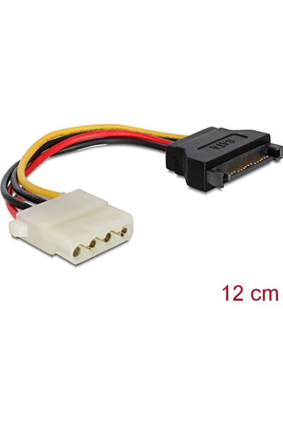 DELOCK Καλώδιο SATA 15 ακίδων σε Molex 4 ακίδων, 0,12μ, Πολύχρωμο (60115)