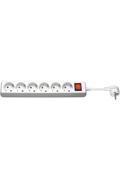 MicroConnect Πολύπριζο 6 θέσεων με διακόπτη και καλώδιο 1,8μ. Κωδικός: GRU006W