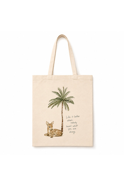 Pressia Tote Bag Palm Tree and Gazelle 38*35 cm