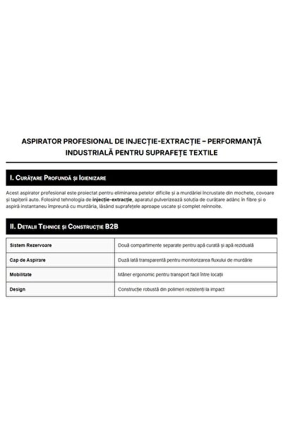 Generic Brand Aspirator profesional pentru spălarea covoarelor și tapițeriei – Putere mare de aspirație, Sistem cu rezervor dublu, Curățare prin injecție-extracție, Ideal pentru Horeca și Auto