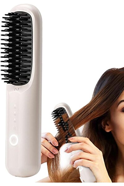 X SPRING Portable Straightener Brush, USB Rechargeable Negative Ion Straighte...