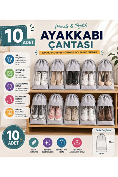 Mayaglory 10 Pcs Shoe Bag with Window, Shoe Washing Bag, Shoe Transport Prote...