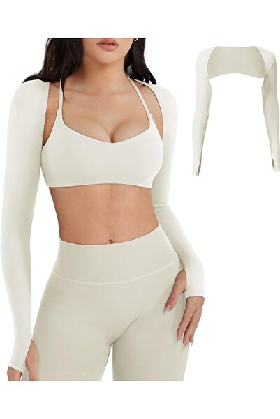 GENERAL YEOREO Women Crop Top Long Sleeve Bolero Open Front Workout Cropped S...