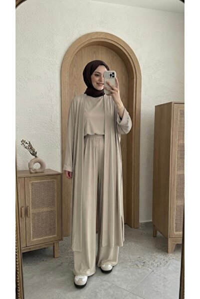The Hench Basic Yandan Yırtmaçlı Üçlü Kimono Takım