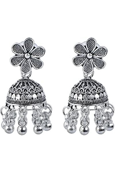 Efulgenz Antique Boho Oxidized Floral Jhumka Jhumki Earrings Set Indian Oxidi...