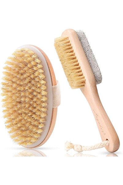 ASKIND Body Brush for Dry or Wet Brushing and 2-Sided Foot File Scrubber Set,...