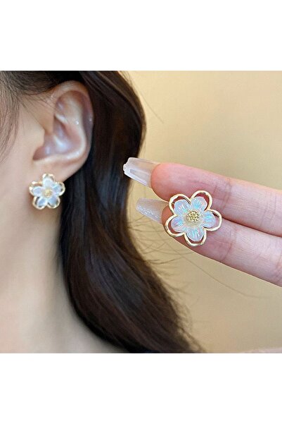 Glamluxe Sparkling Pearlescent Daisy Flower Design Earrings - Gold Color Wome...