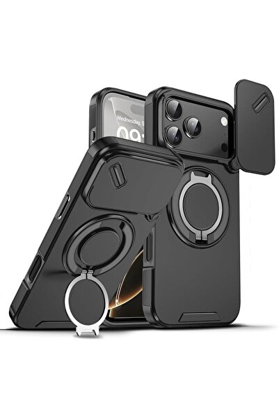 Generic Case for iPhone 17 Pro Max with Slide Camera Cover & Magnetic Ring St...