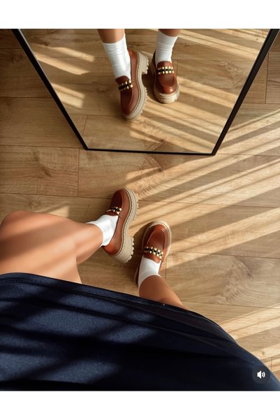 labor Selection Thick Sole Women's Loafer Shoes Tan