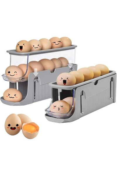Tazweeq Egg Holder for Fridge, Automatic Rolling Egg Container for Refrigerat...
