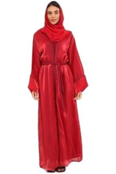 Generic Abaya Sakho Red – Red & Embroidered Organza Three-Piece Set | Elegant...