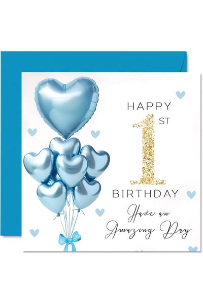 Stuff4 95th Birthday Cards for Men - Blue Glitter Balloons - Happy Birthday C...
