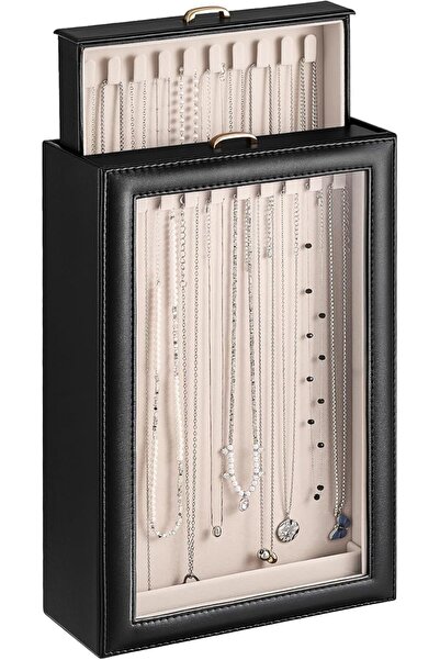 Lolalet Necklace Organizer Box, 3-Layer Jewelry Storage Boxes with Clear Lid ...