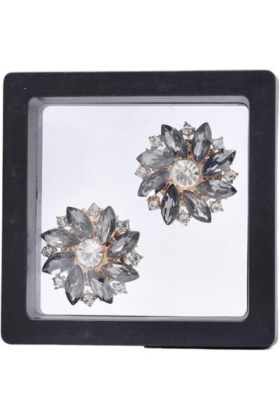 GENERAL Pack of 2 Rhinestone Cufflinks, Floral Shirt Button Covers, Elegant B...