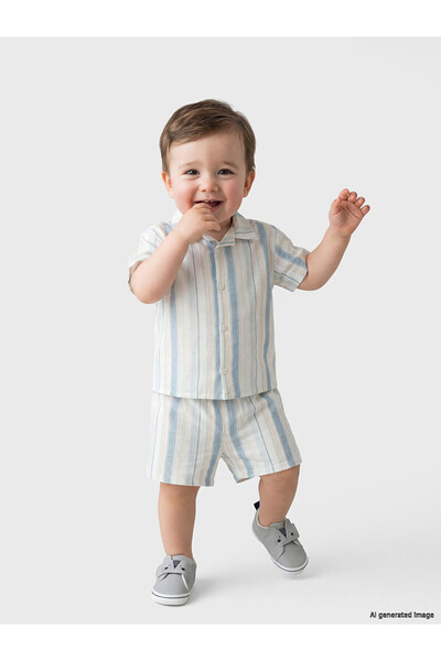 LC Waikiki Original Striped Baby Boy Shorts Set