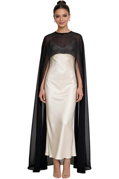 GENERAL JUMISEE Women Chiffon Long Cape Flowy Sheer Mesh Shawl Wraps for Even...