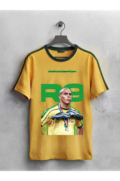 MAGORS Tricou Ronaldo Nazario imprimat unisex, oversize, cu gât crewneck, Bra...
