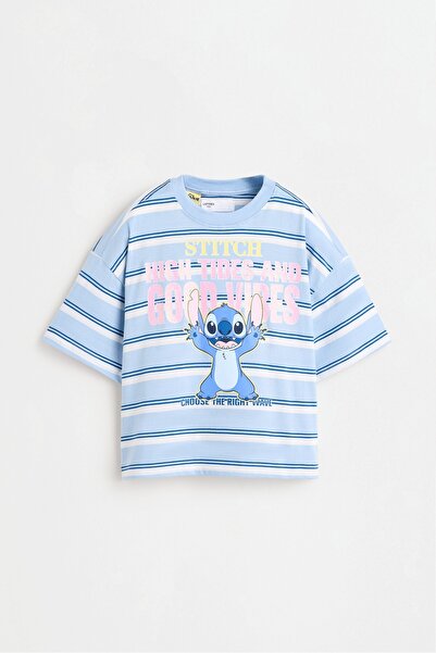 LEFTIES Stitch ©Disney çizgili t-shirt
