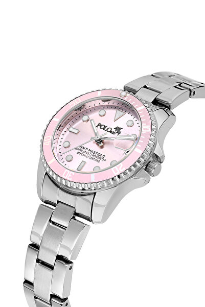 Poloair Mercedes Women's Wristwatch with Calendar Silver Pink Color Pl-1621B5X