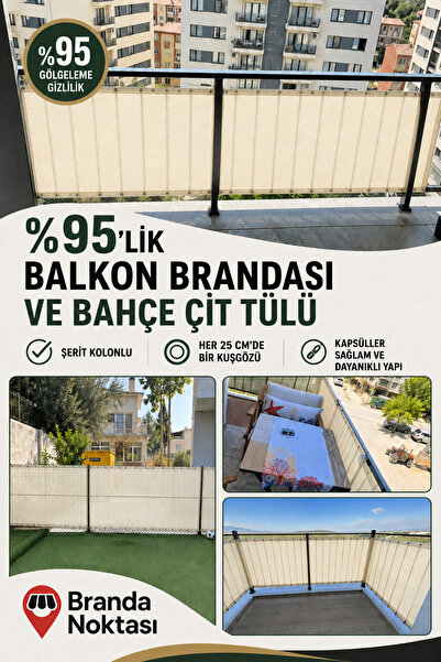 Branda Noktası Plasa de umbrire pentru balcon de culoare crem, 95% umbrire și...