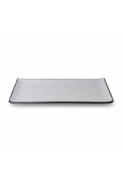 genric Black and Gunmetal Rectangular Melamine Plate 30 cm
