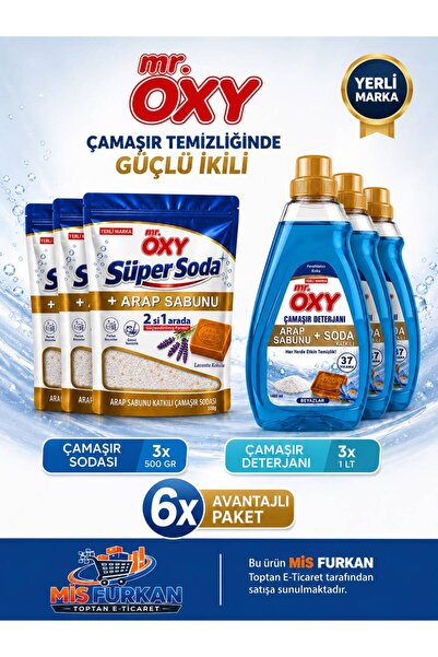 MR.OXY Arap Sabunu ve Soda Katkılı Sıvı Çamaşır Deterjan 3 Adet + Süper Soda ...