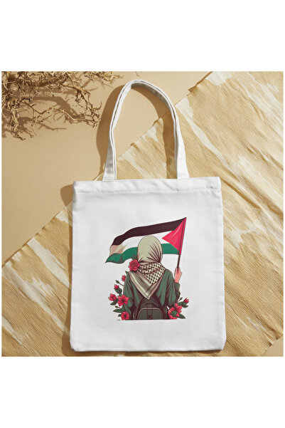 ALPŞAN TİCARET حقيبة قماشية بتصميم فلسطين، حقيبة دعم فلسطين، حقيبة مطبوعة علي...