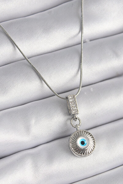 SORA GROUP 316L Steel Silver Color Zircon Stone Evil Eye Bead Model Women's N...