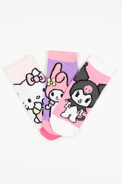 Sun City Fashion Group Σετ 3 ημίκοντες κάλτσες κορίτσι "Hello Kitty & Friends...