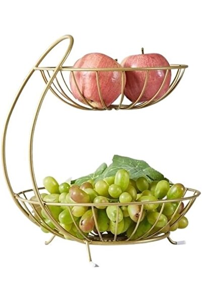 GENERAL 2-Tier Fruit Basket Kitchen Countertop Vegetables Rack Metal Storage ...